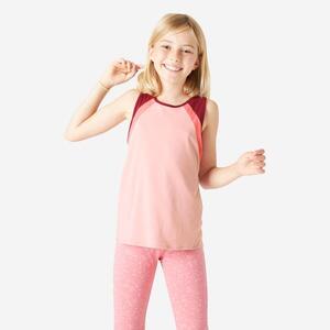 Camiseta gimnasia sin mangas tirantes transpirable Niños Domyos S500 rosa