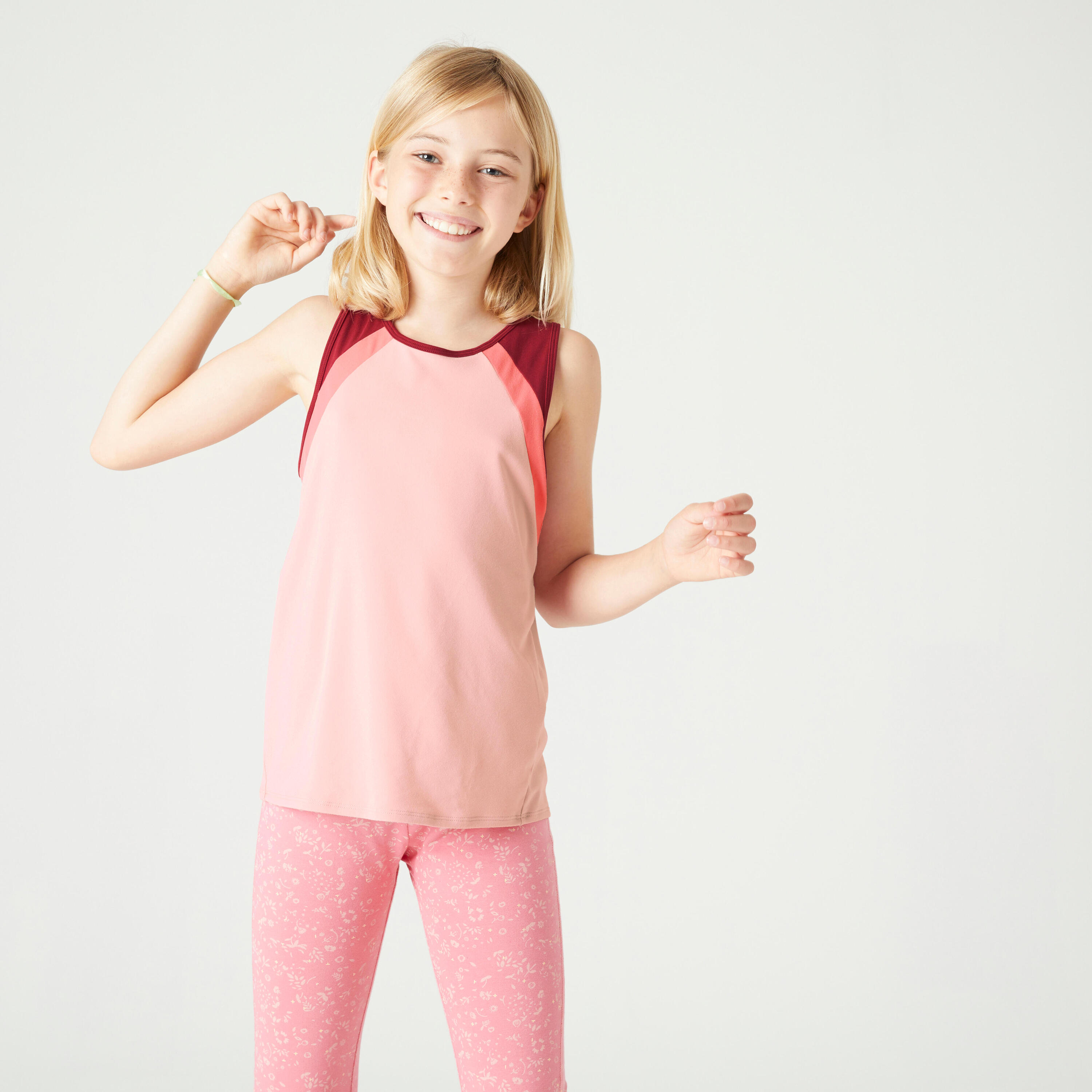 Girls' Breathable Tank Top S500 - Pink 1/7