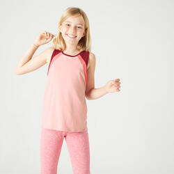 Camiseta gimnasia sin mangas tirantes transpirable Niños Domyos S500 rosa