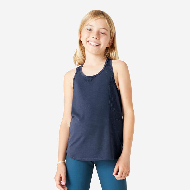 Camiseta sin mangas transpirable niña - 500 azul marino 