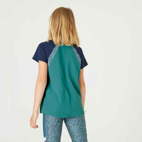 Girls' Breathable T-shirt S500 - Green Print