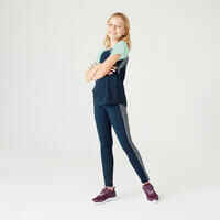 Girls' Breathable T-Shirt S500 - Navy with Print