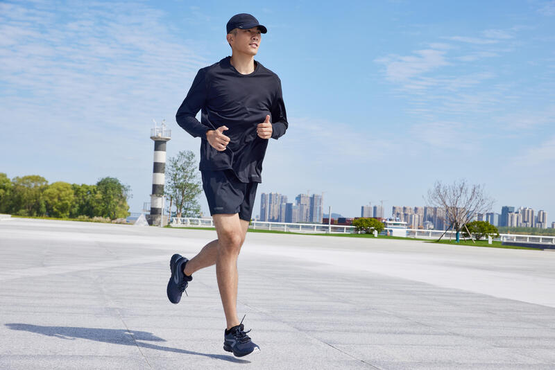 Bluză respirantă alergare jogging Sun Protect Anti-UV Negru Bărbați 