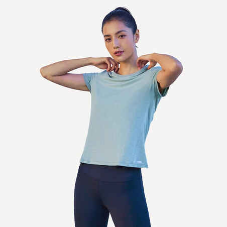 Camiseta de Running para mujer Kalenji transpirable soft verde claro