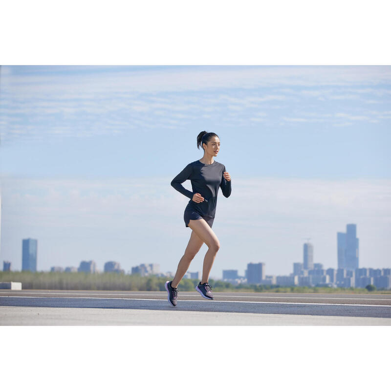 Camiseta Manga Larga Running mujer - Sun Protect negro 