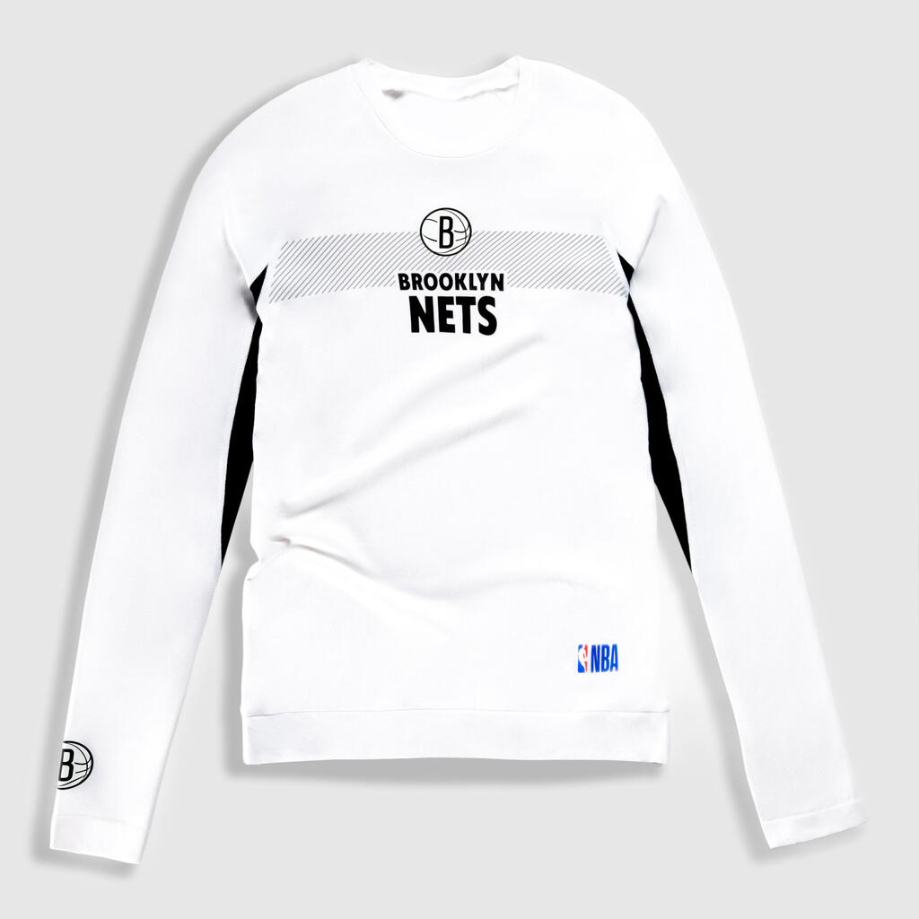 ДЕТСКА ДОЛНА БЛУЗА ЗА БАСКЕТБОЛ UT500 NBA BROOKLYN NETS, БЯЛА