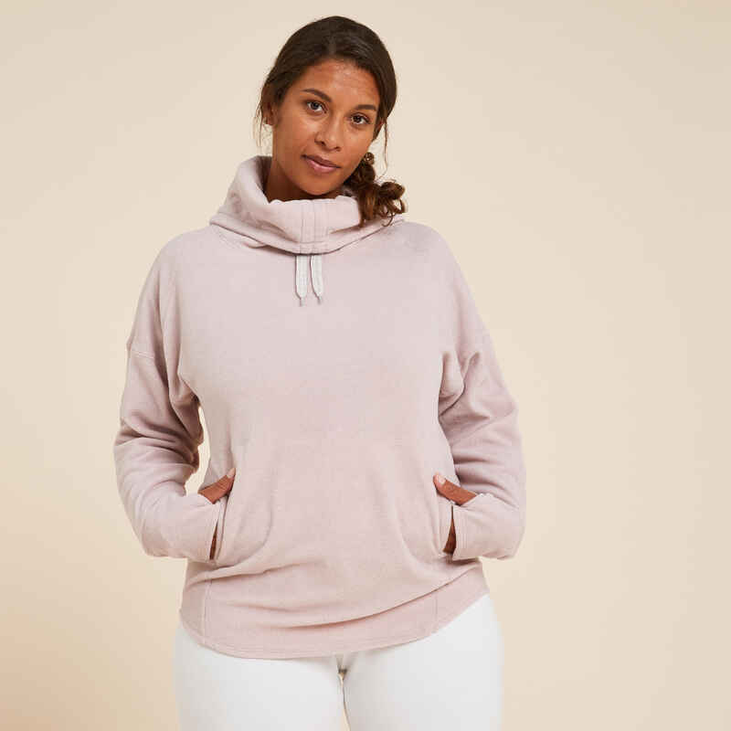 Relax-Sweatshirt Fleece Yoga Damen rosameliert