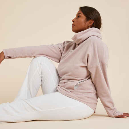 Relax-Sweatshirt Fleece Yoga Damen rosameliert