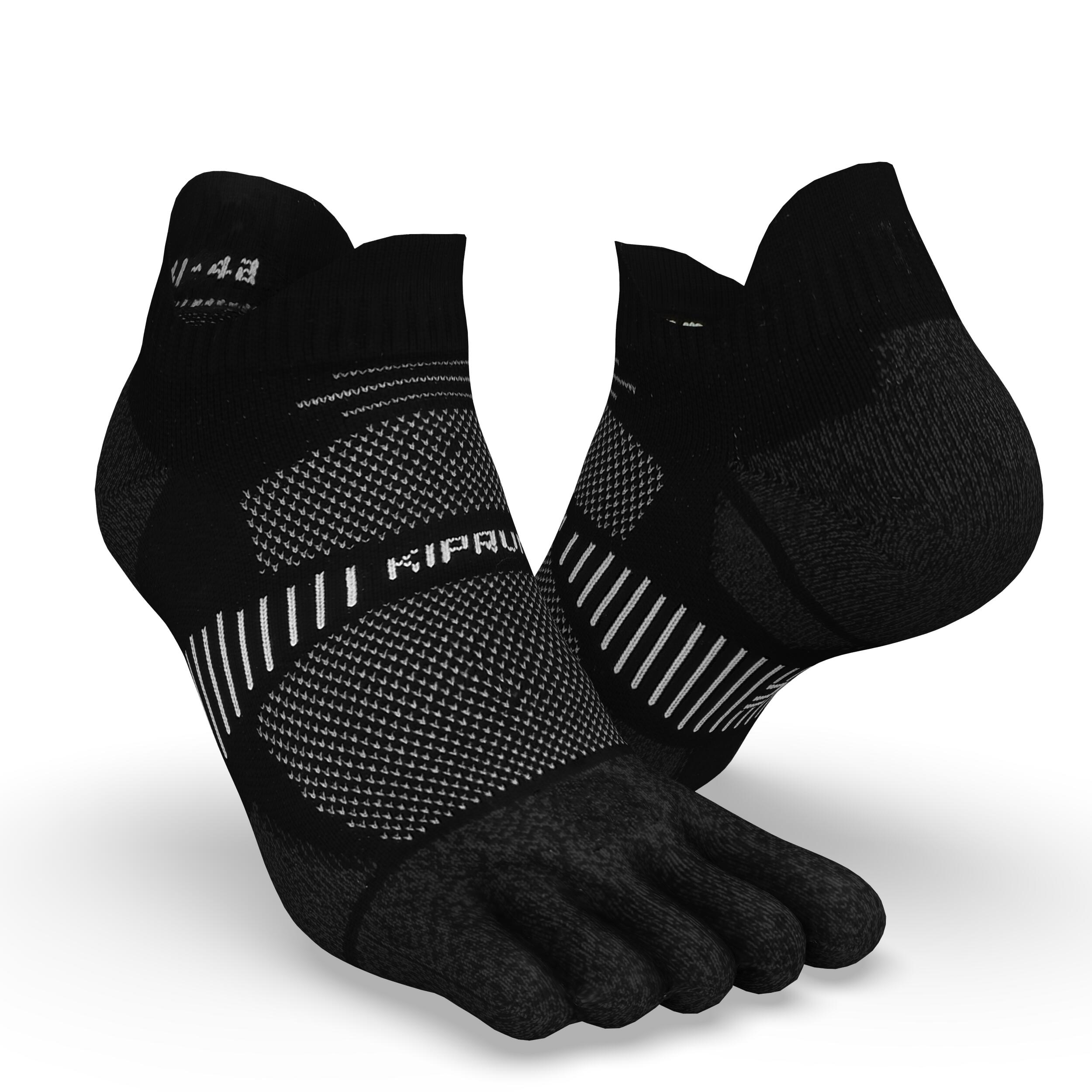 chaussettes de running 5 doigts run900 fines invisibles noires - kiprun