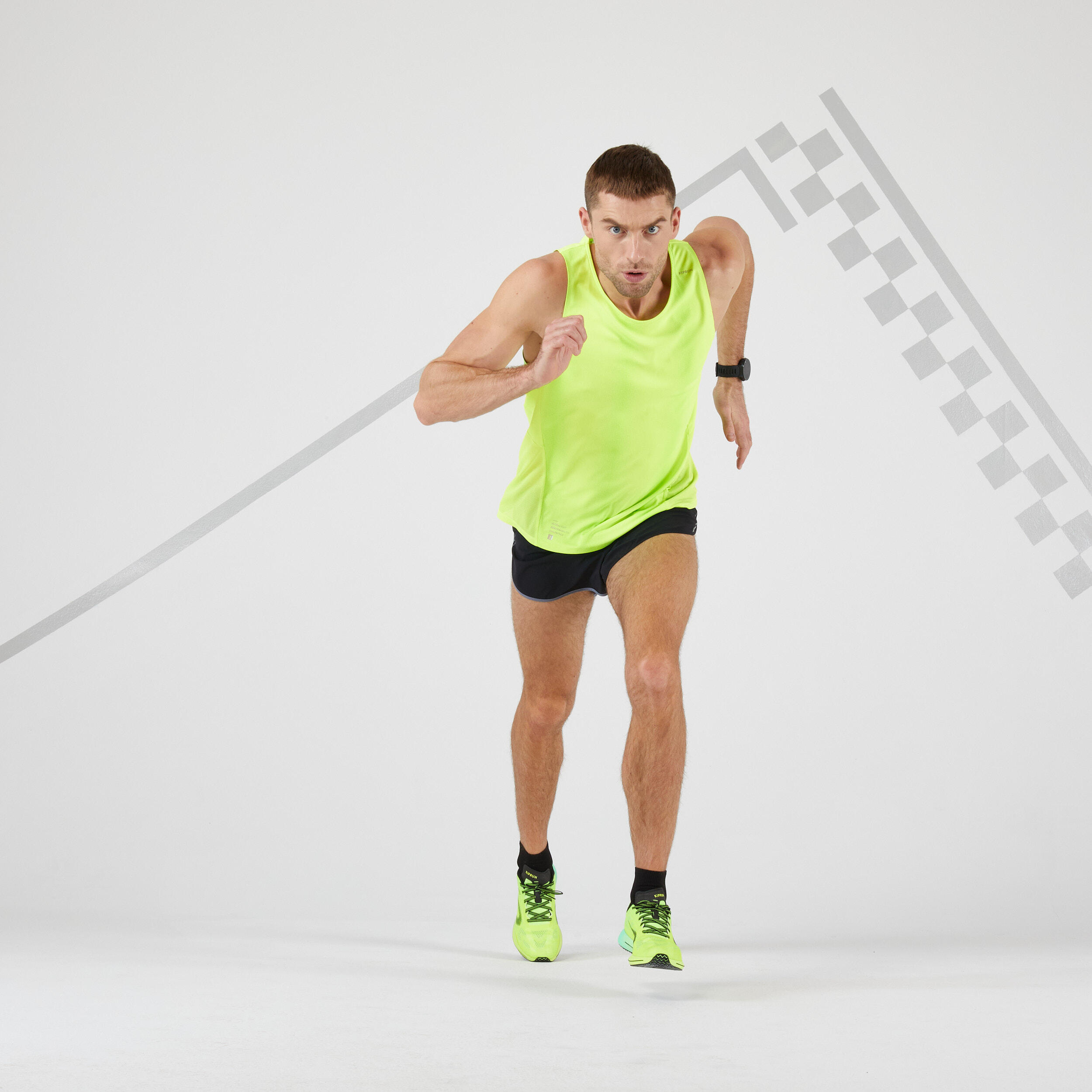 Pantaloneta Hombre Running Kiprun Split Negro Gris - Decathlon