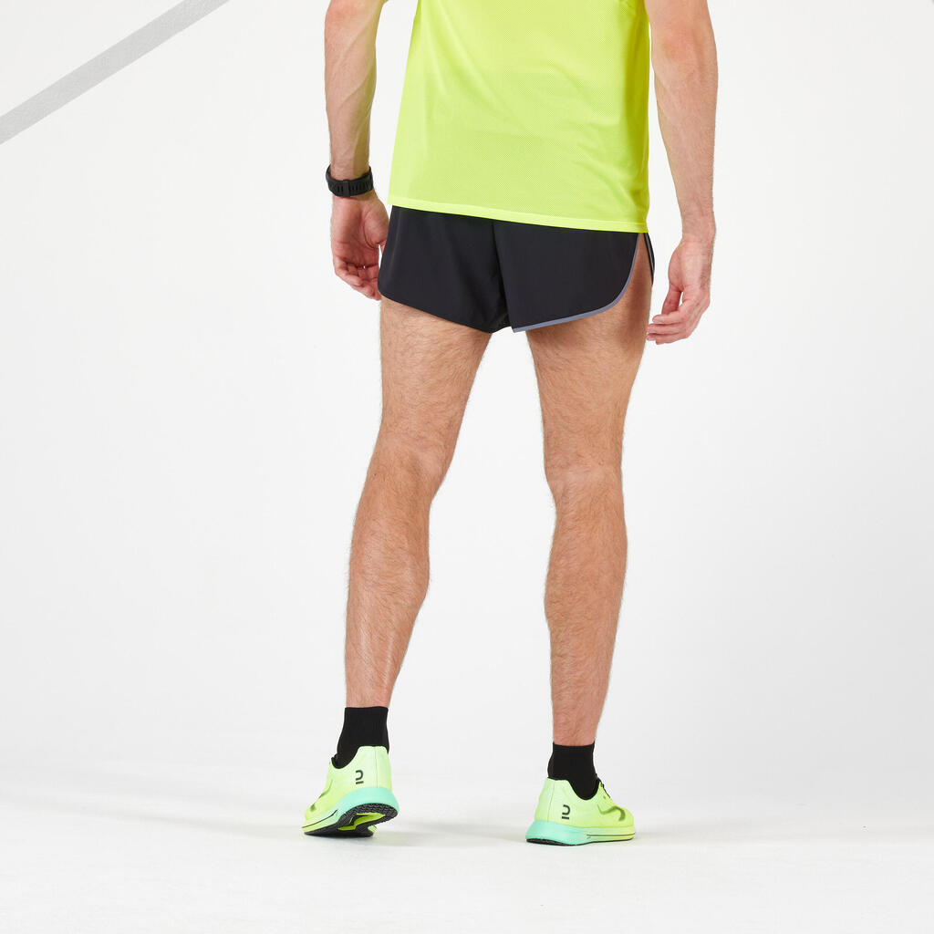 SPLIT MEN'S RUNNING SHORTS - BLACK/GREY