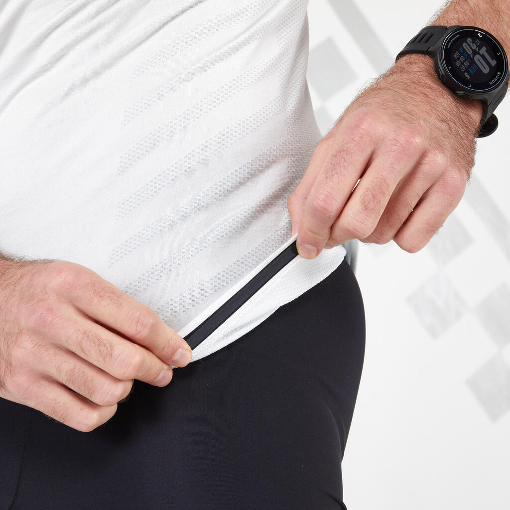 Vīriešu skriešanas bezvīļu T krekls “Kiprun Run 500 Comfort Skin”, balts