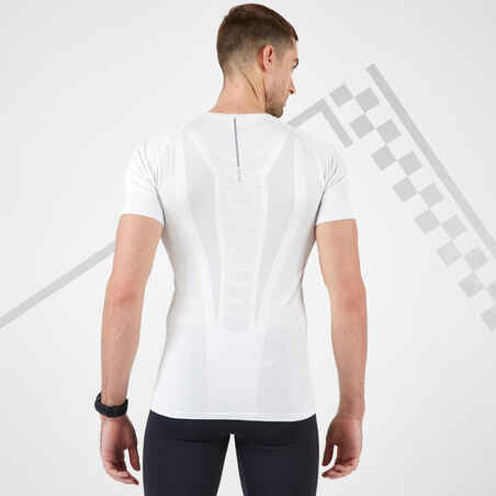 Men's Running Seamless T-shirt Kiprun Run 500 Comfort Skin White