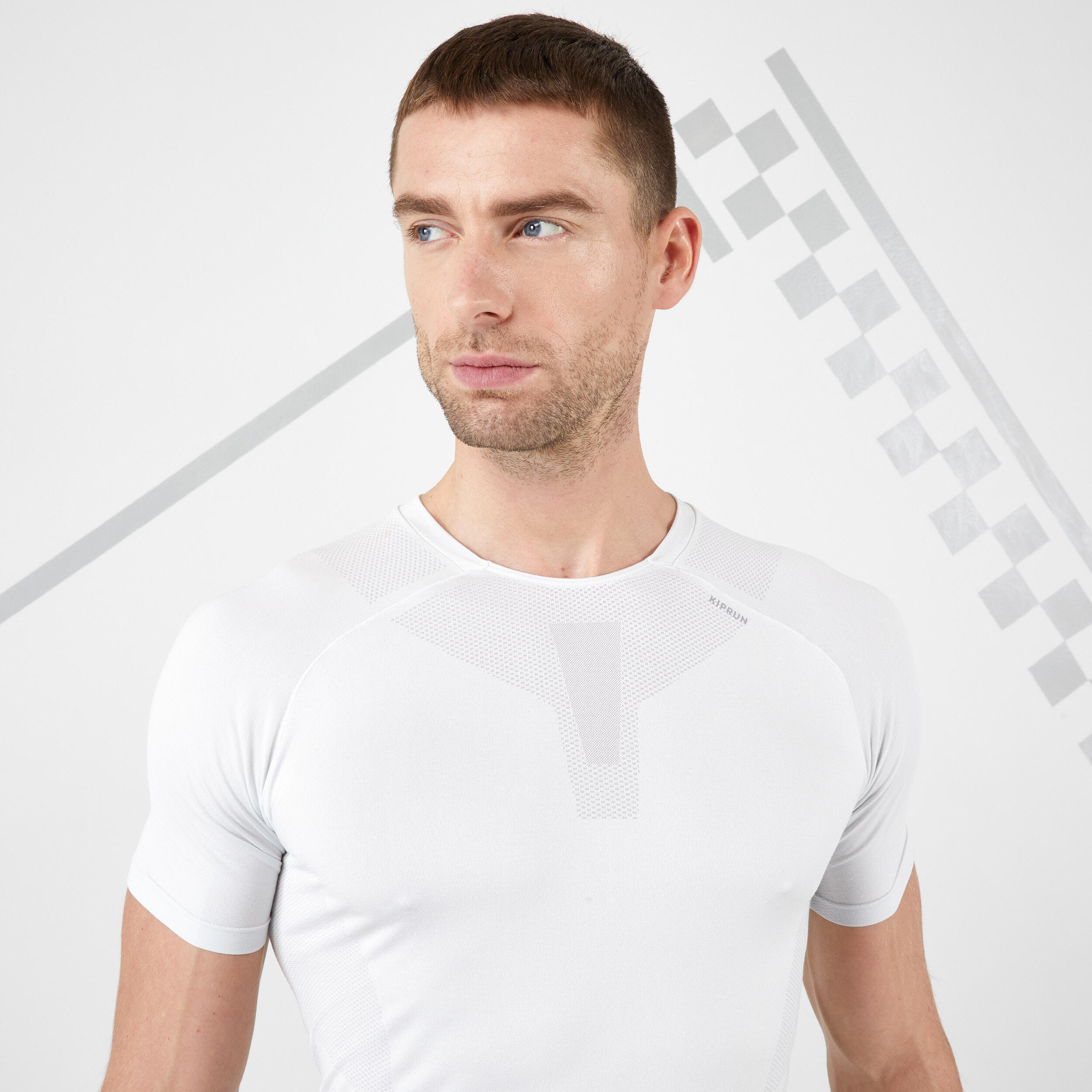 Men's Running Seamless T-shirt Kiprun Run 500 Comfort Skin White 4/8