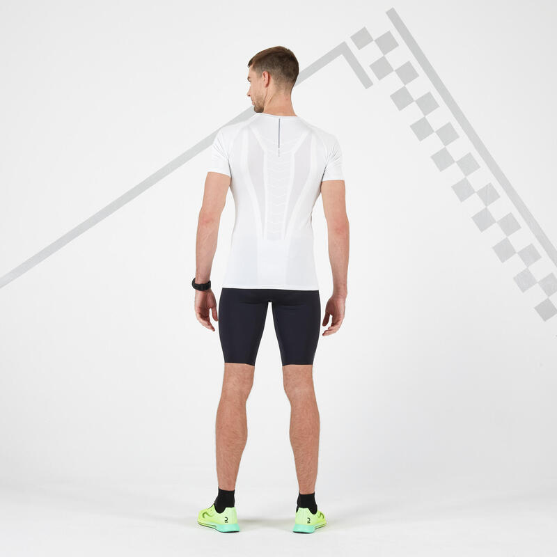 T-shirt de Corrida sem Costuras Homem Run 500 Confort Skin Branco