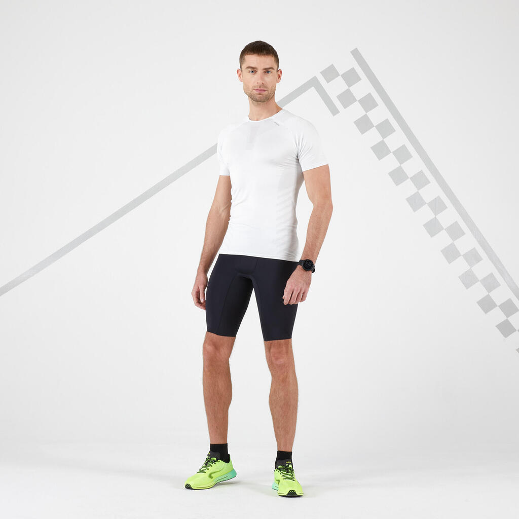 Pánske bežecké tričko Run 500 Confort Skin bez švov biele