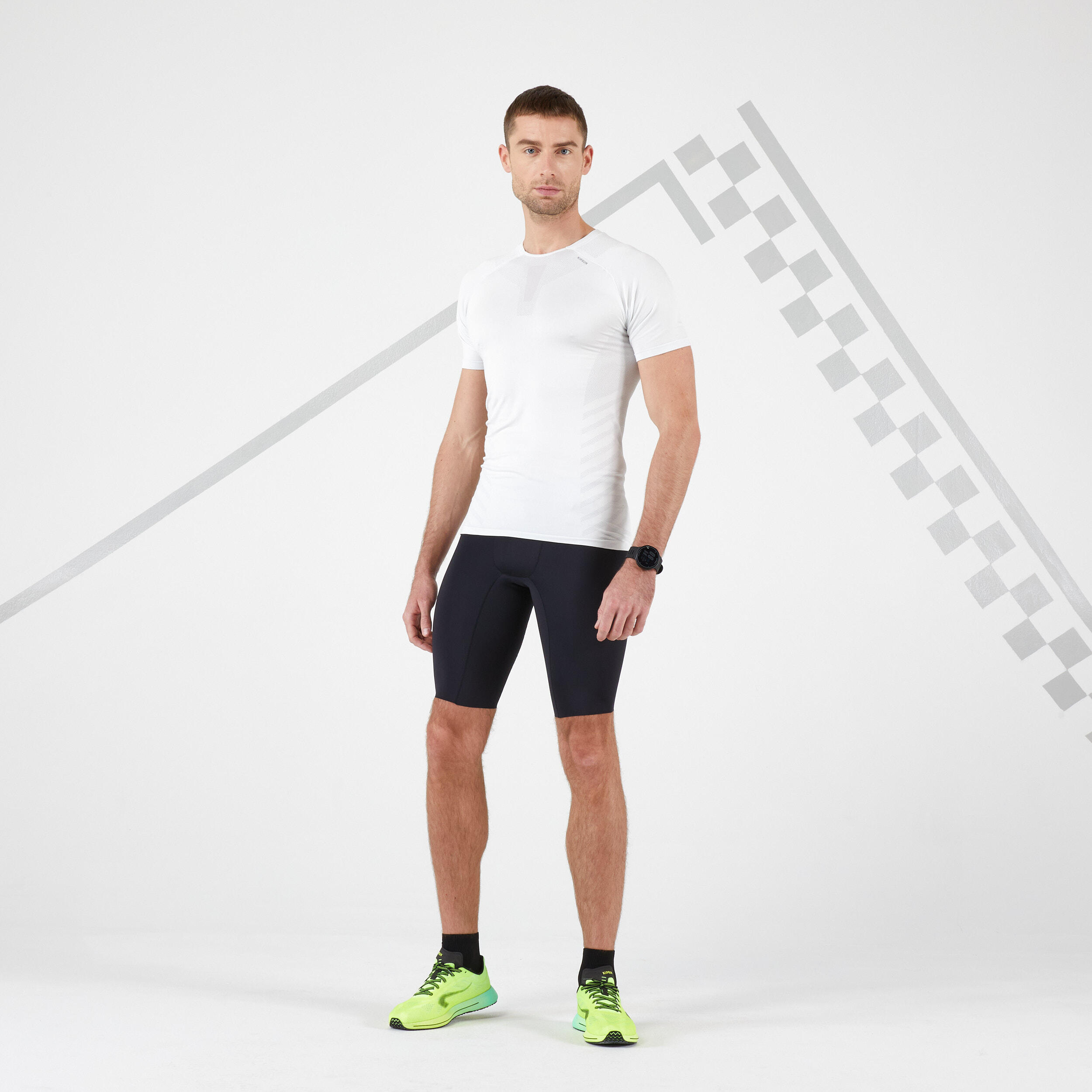 Men's Running Seamless T-shirt Kiprun Run 500 Comfort Skin White 2/8