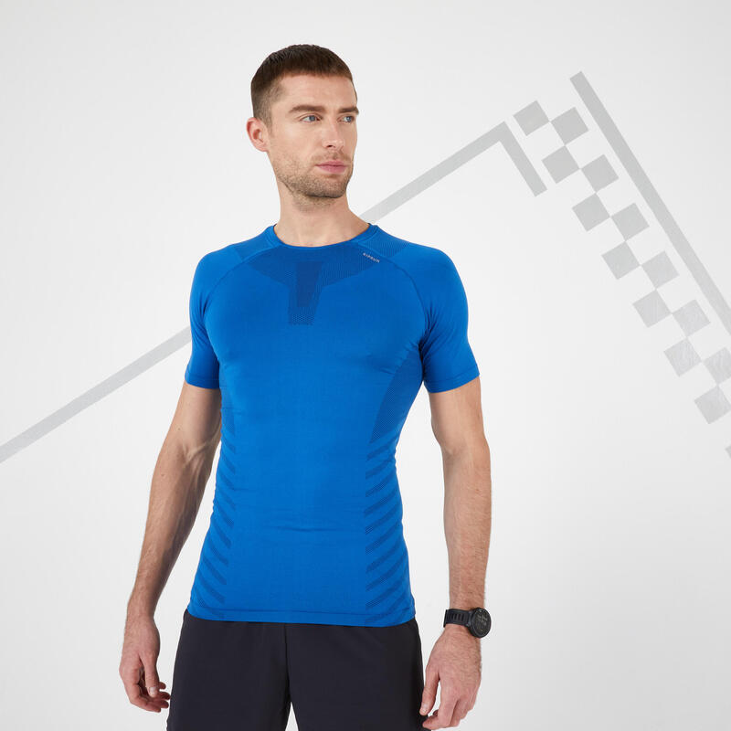 男款透氣跑步 T 恤 Kiprun Skincare - 限量版寶藍色
