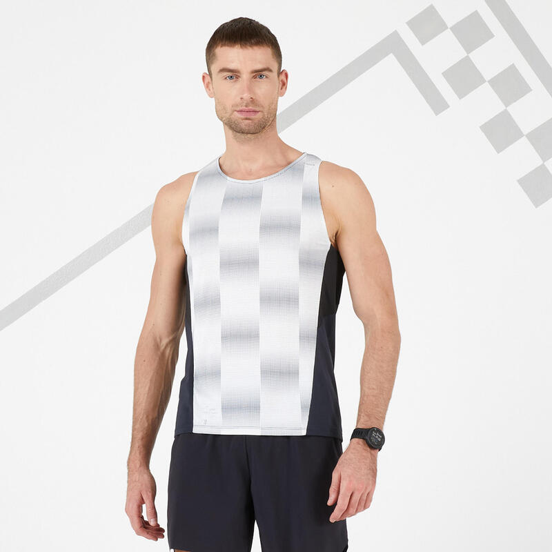 Men's Breathable Running Tank Top Kiprun Light - limited edition white black