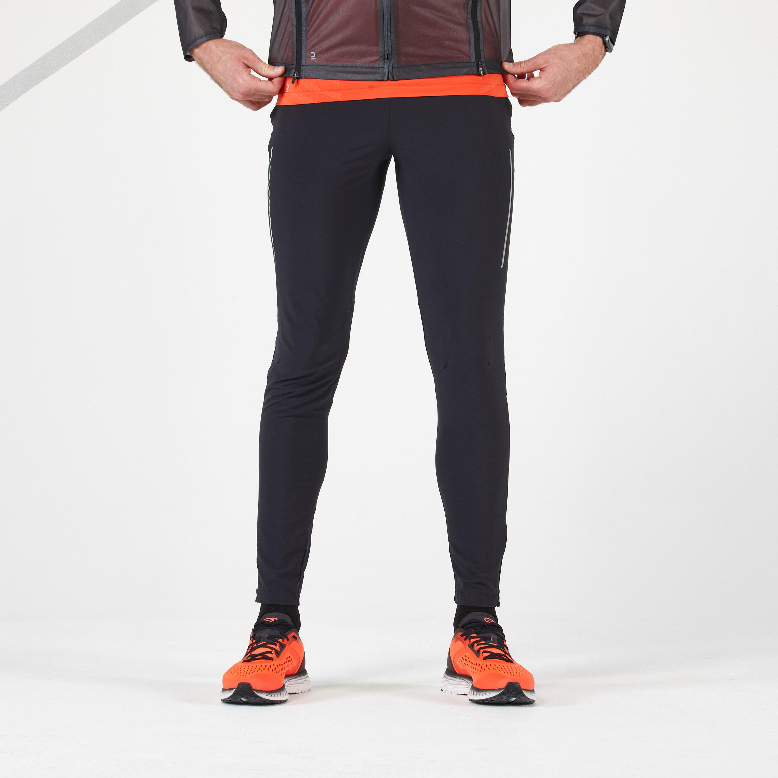pantalon de running homme - kiprun run 500 ajusté noir - kiprun