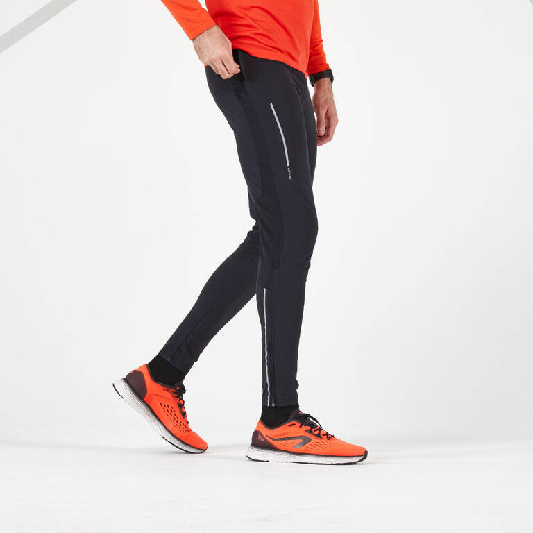 KIPRUN Men's Running Fitted Trousers Light Black - StoresRadar