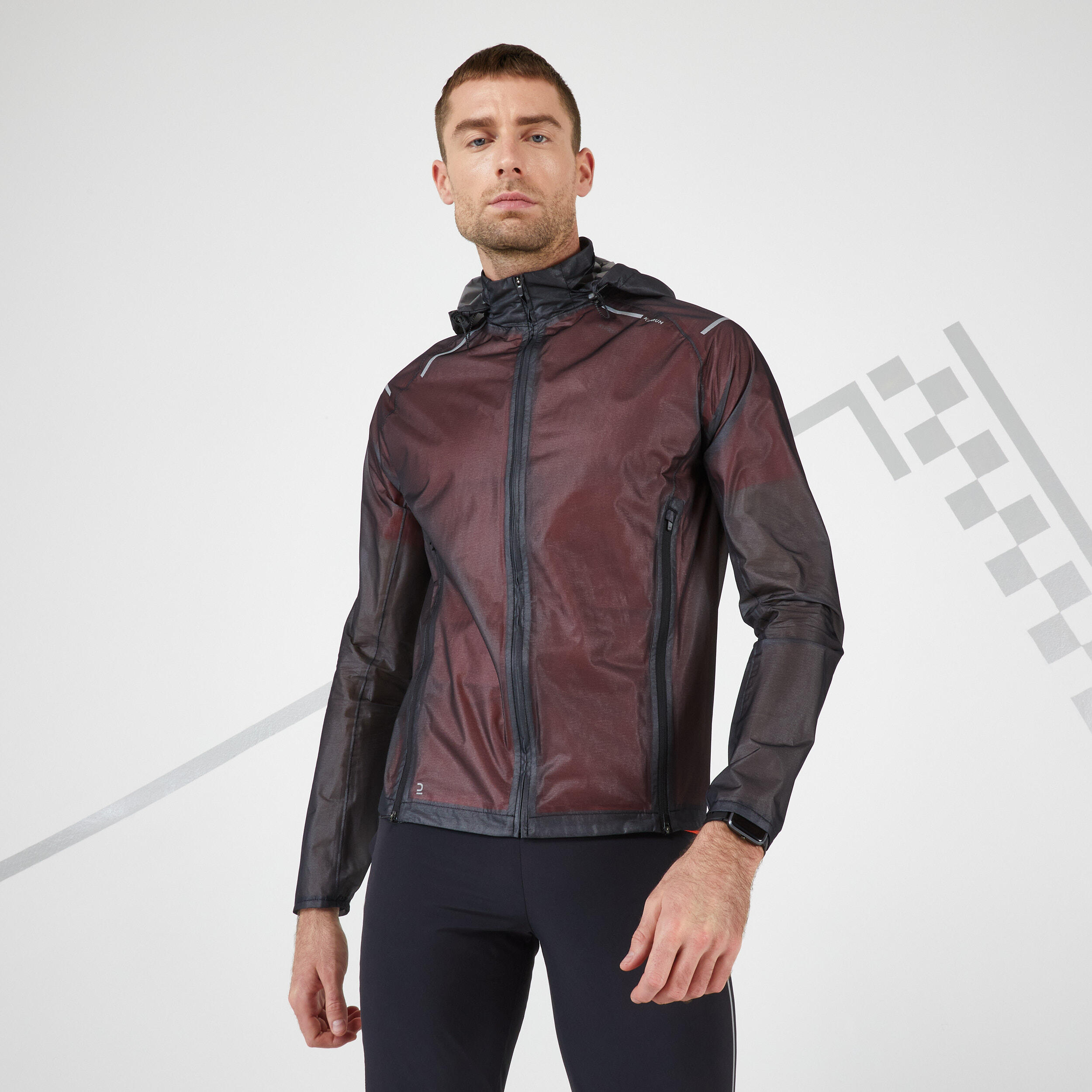 Jachetă protecție ploaie Alergare pe asfalt Kiprun Light Negru Bărbaţi Alergare imagine noua