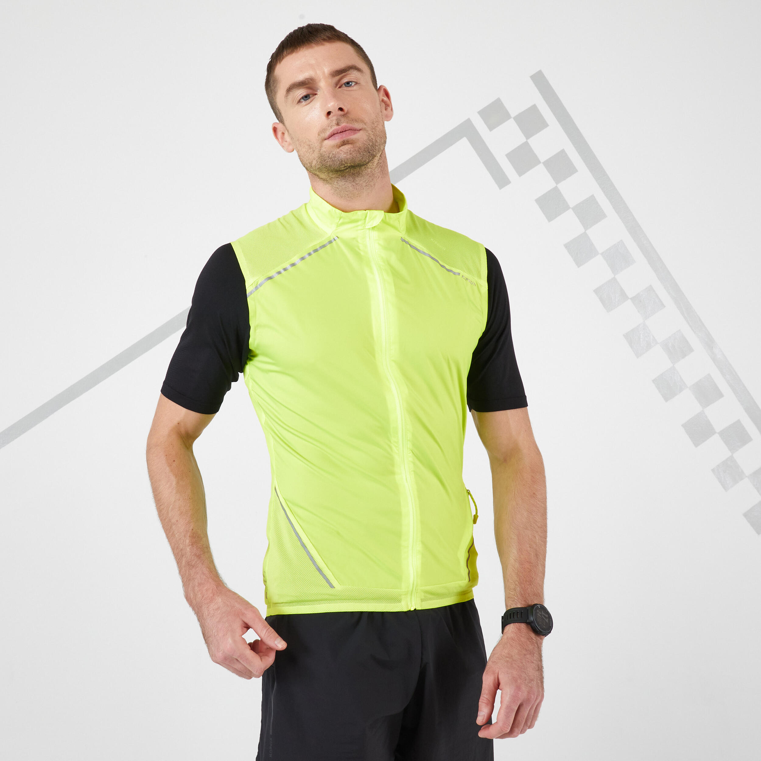 KIPRUN LIGHT MEN'S RUNNING JACKET SLEEVELESS LIGHT YELLOW