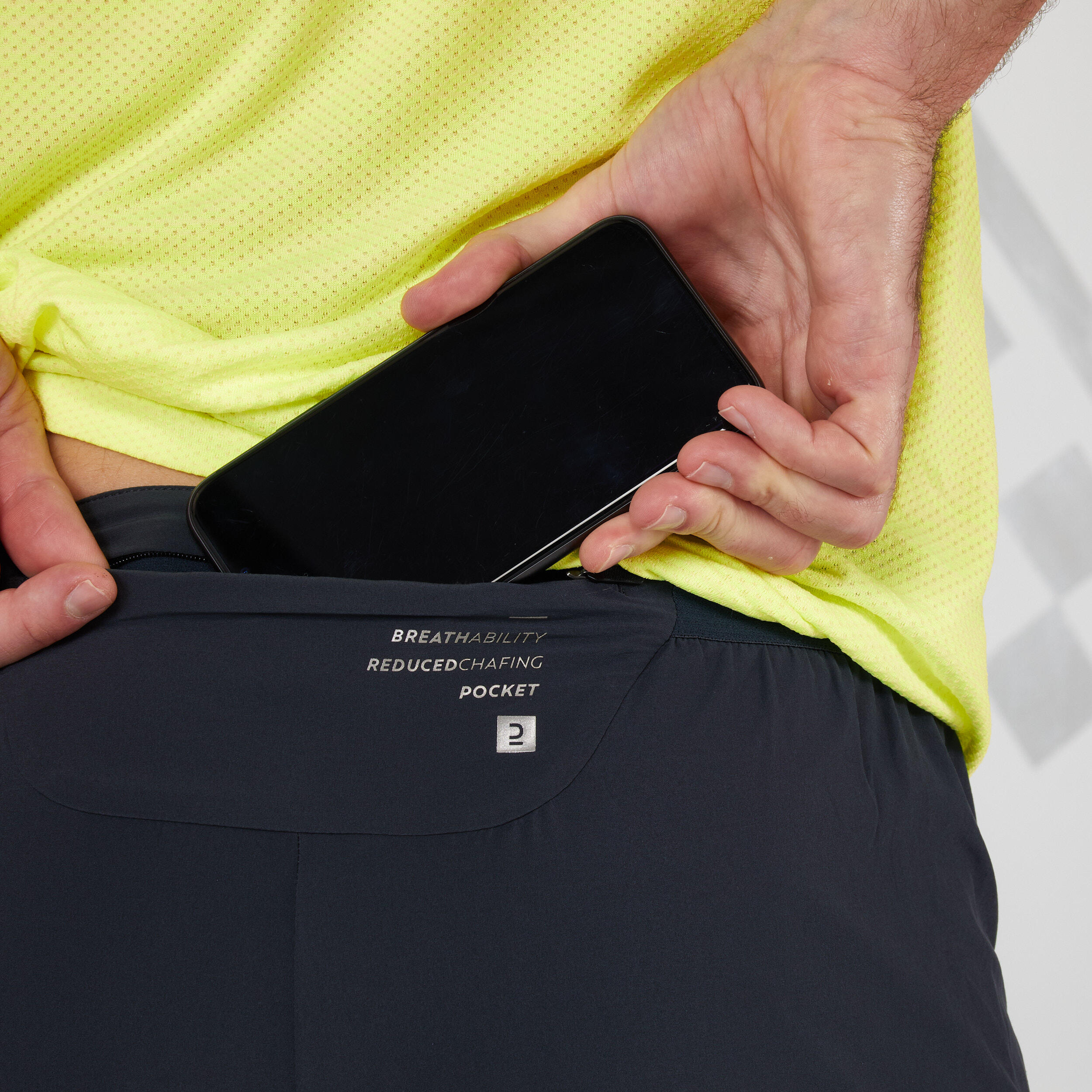 Men's Running 2in1 Tight Shorts grey black DecathlonB2B