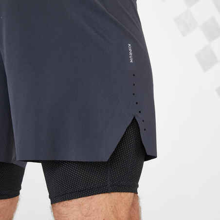 Men's Running 2-in-1 Tight Shorts - grey black