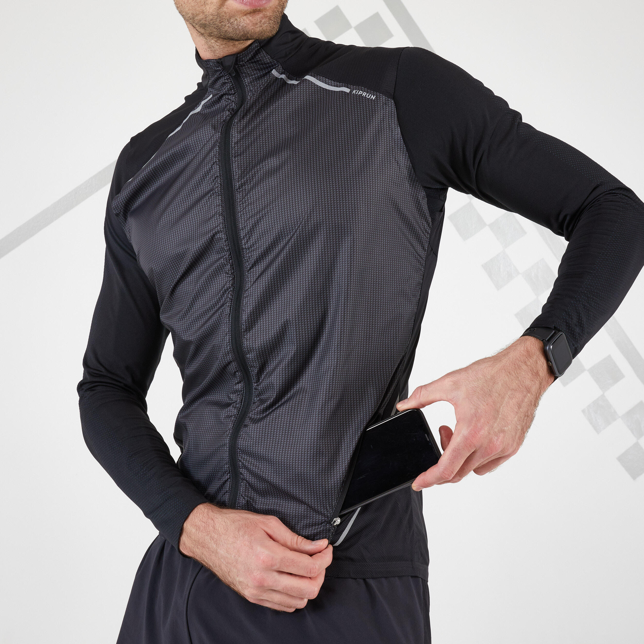 Men's Running Windbreaker Jacket - KIPRUN Run 900 black