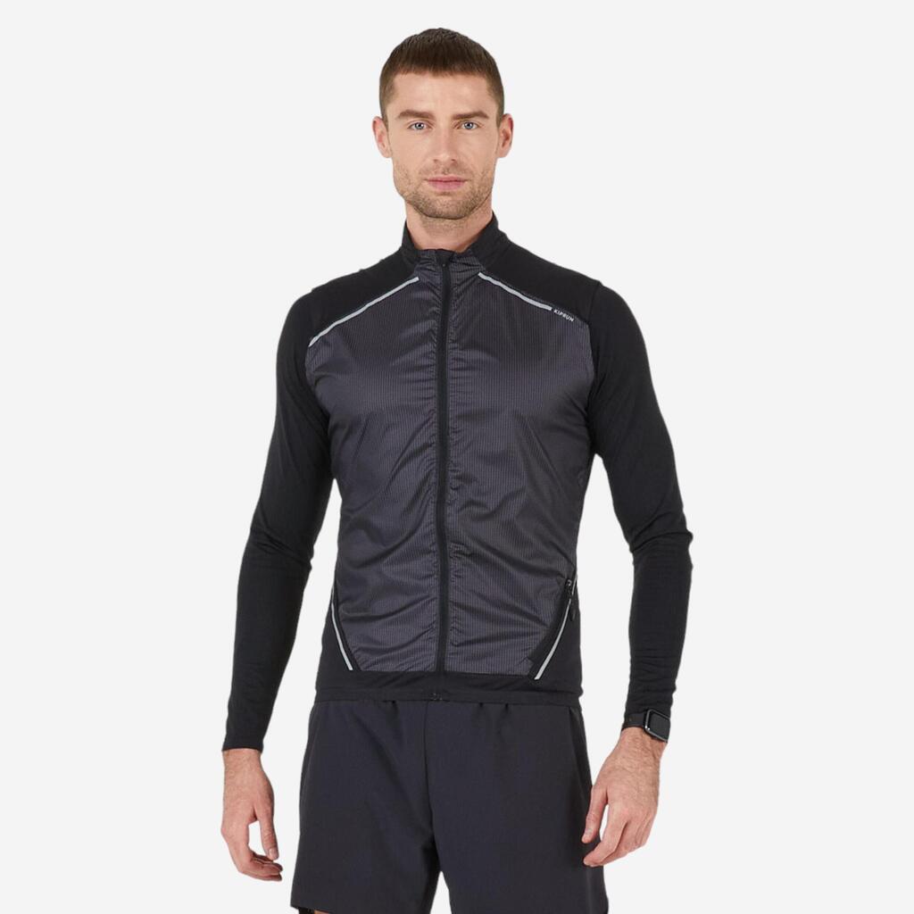 LIGHT MEN'S RUNNING JACKET SLEEVELESS - BLACK