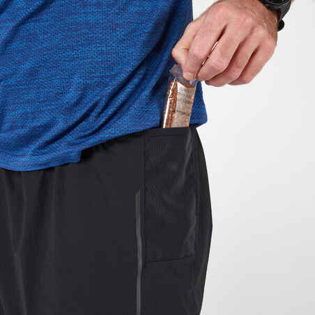 KIPRUN MEN'S MARATHON RUNNING SHORTS WITH CARRY POCKETS - BLACK