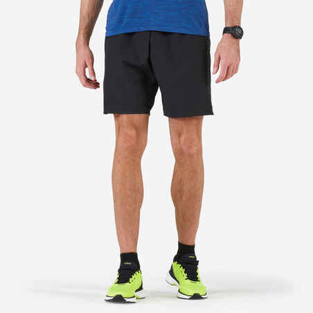 Črne moške maratonske tekaške kratke hlače z žepi KIPRUN