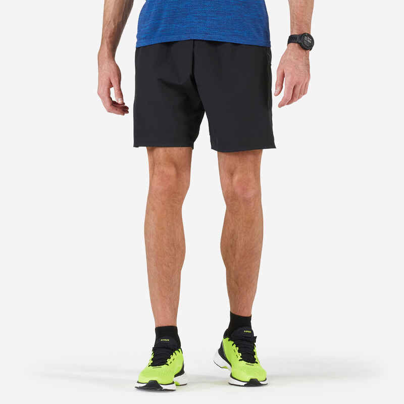 KIPRUN MEN'S MARATHON RUNNING SHORTS WITH CARRY POCKETS - BLACK