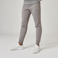 Pantalón chándal fitness algodón ajustado Hombre Domyos 500+ gris claro