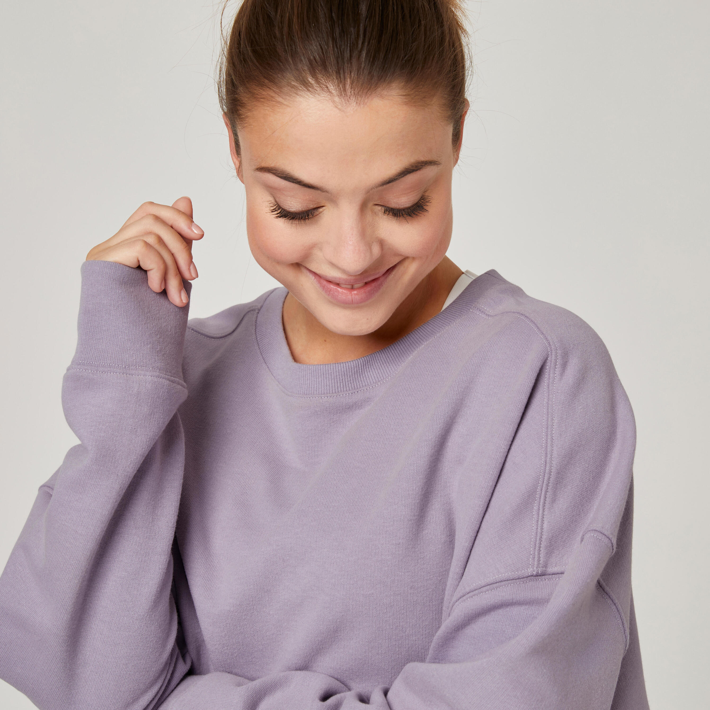 Women's Loose-Fit Fitness Sweatshirt 120 - Purple 4/7
