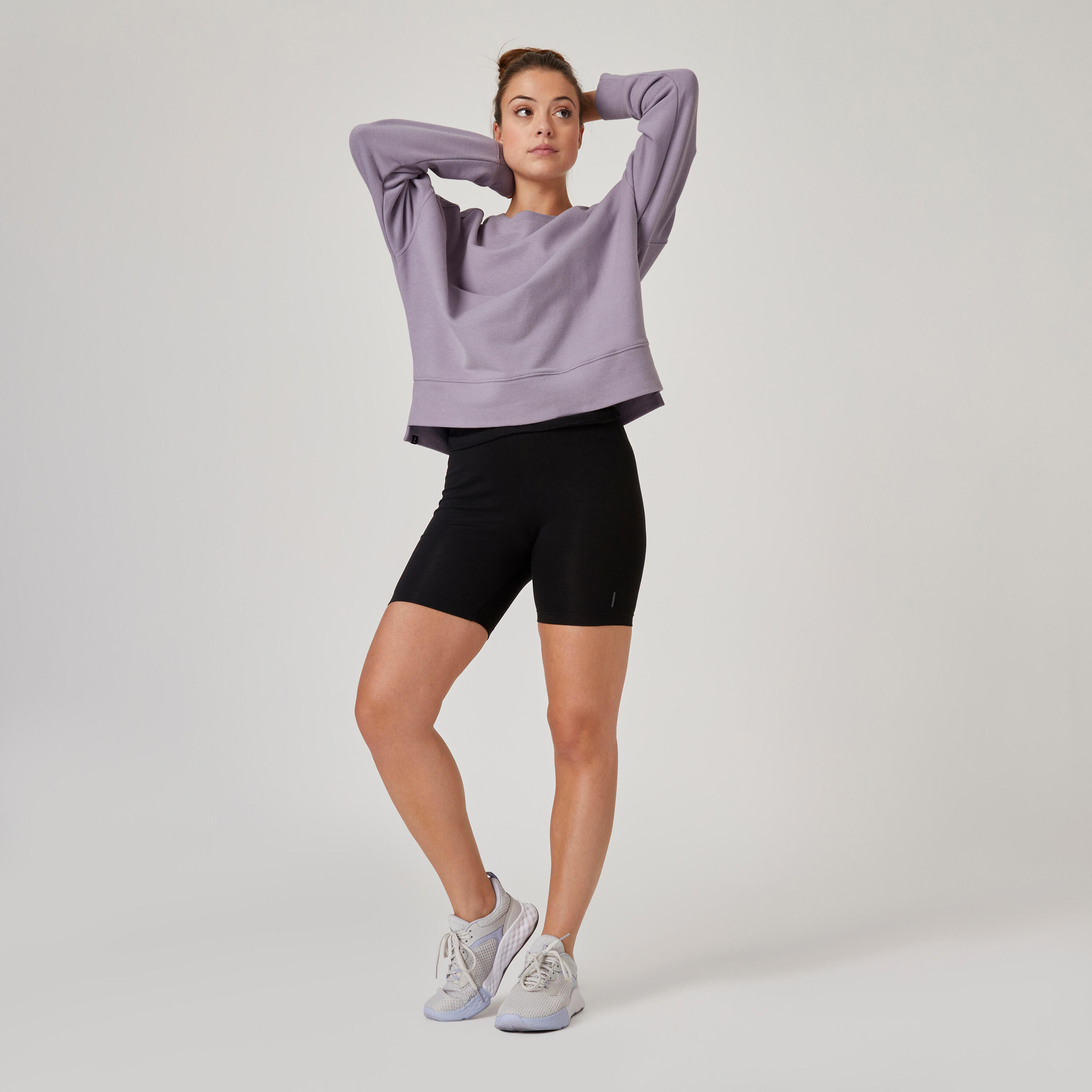 Women's Loose-Fit Fitness Sweatshirt 120 - Purple 3/7