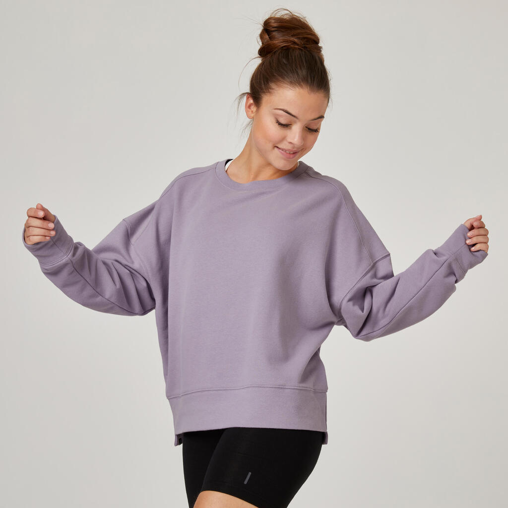 Women's Loose-Fit Fitness Sweatshirt 120 - Purple