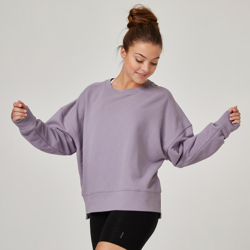 Sweater voor fitness loose fit paars