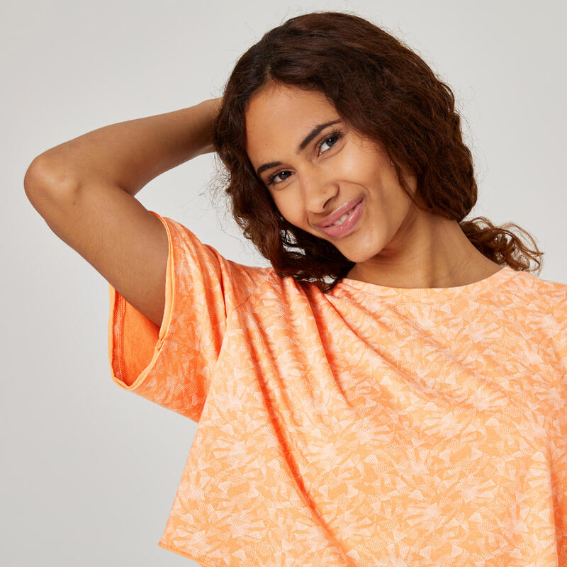 T-Shirt Crop Top Damen - 520 orange 