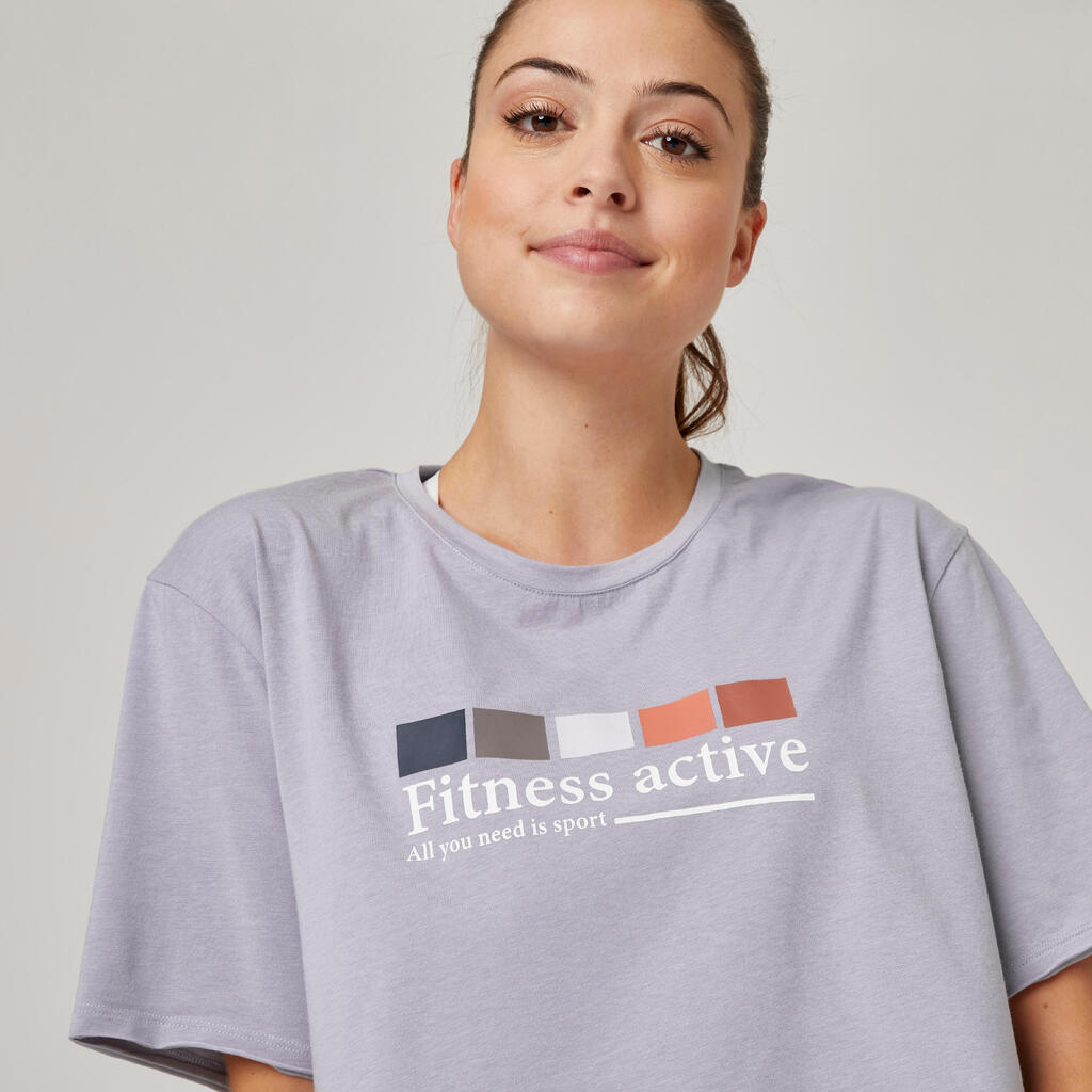 DÁMSKE TRIČKO CROP TOP 520 NA FITNES SIVÉ 