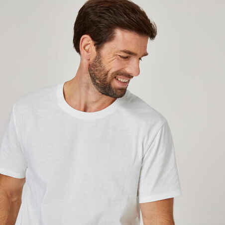 Camiseta de fitness manga corta para Hombre Domyos 100 blanco