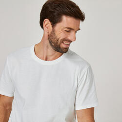 Camiseta fitness manga corta 100% algodón hombre domyos blanco