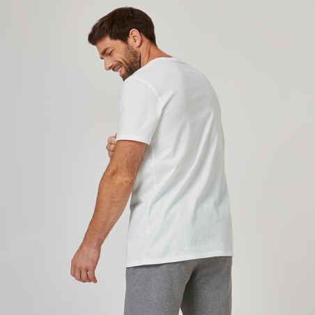 T-shirt fitness rak modell bomull Sportee Herr vit