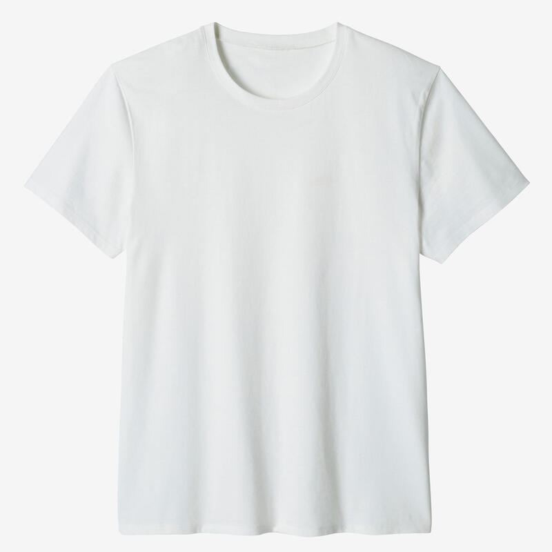 Tricou fitness bumbac 100 alb bărbați