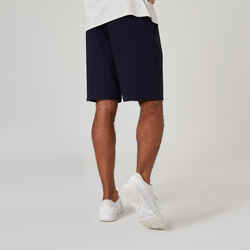 Shorts med bomullsstretch träning långa med blixtlåsfickor blå