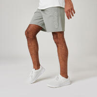 Short Fitness homme coton droit avec poche Gris