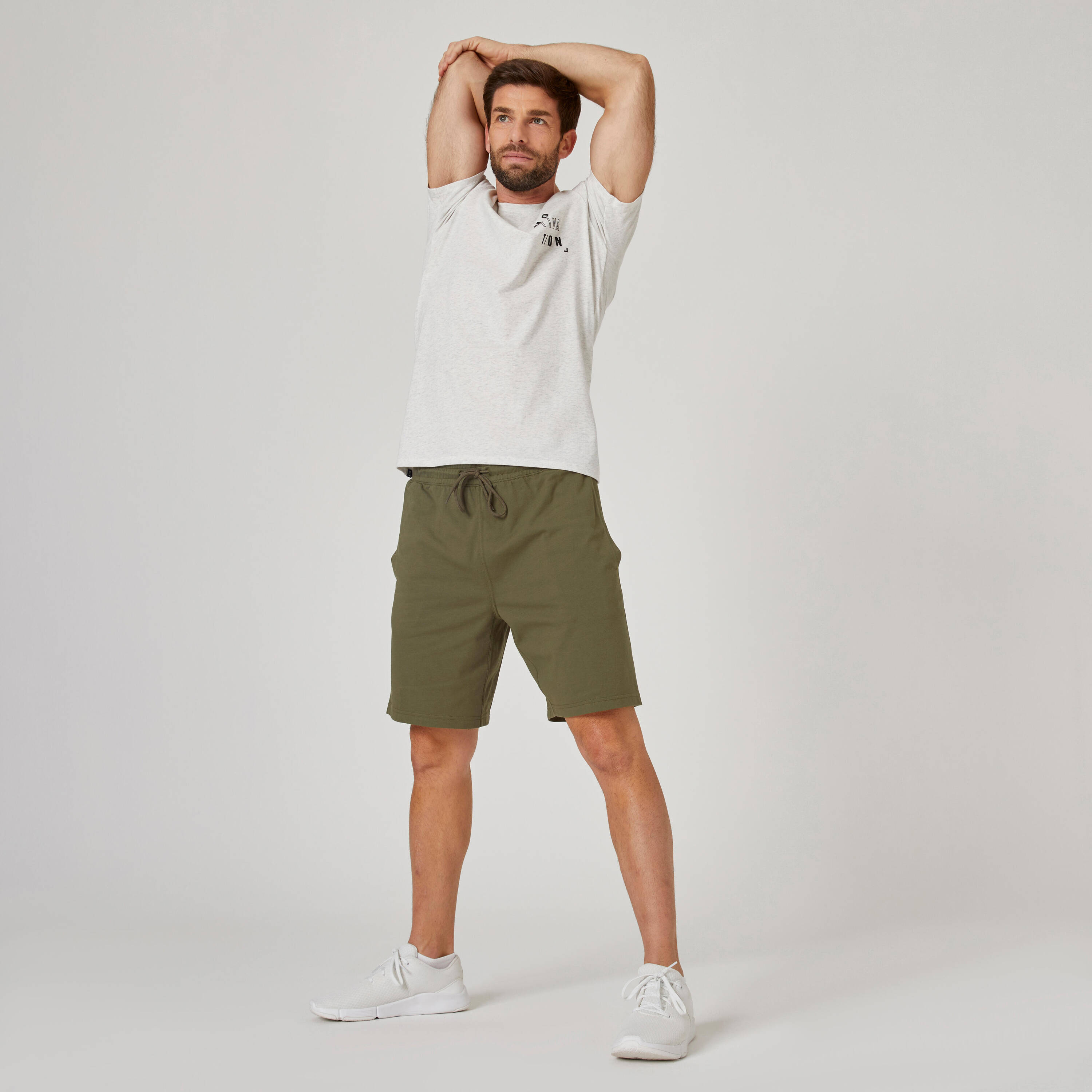 Men's Shorts For Gym Cotton Rich 500-Khaki -  5