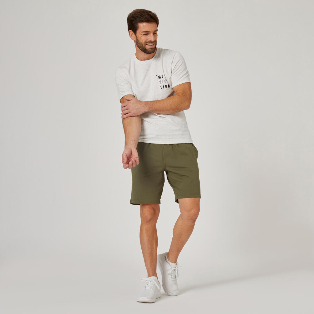 Men's Fitness Shorts 500 Essentials - Grey Khaki