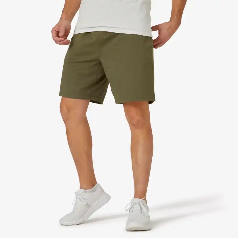 Men's Straight-Cut Cotton Fitness Shorts Essentials With Pocket - Khaki